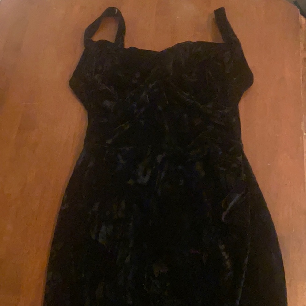 Crushed black velvet Bettie Page retro dress